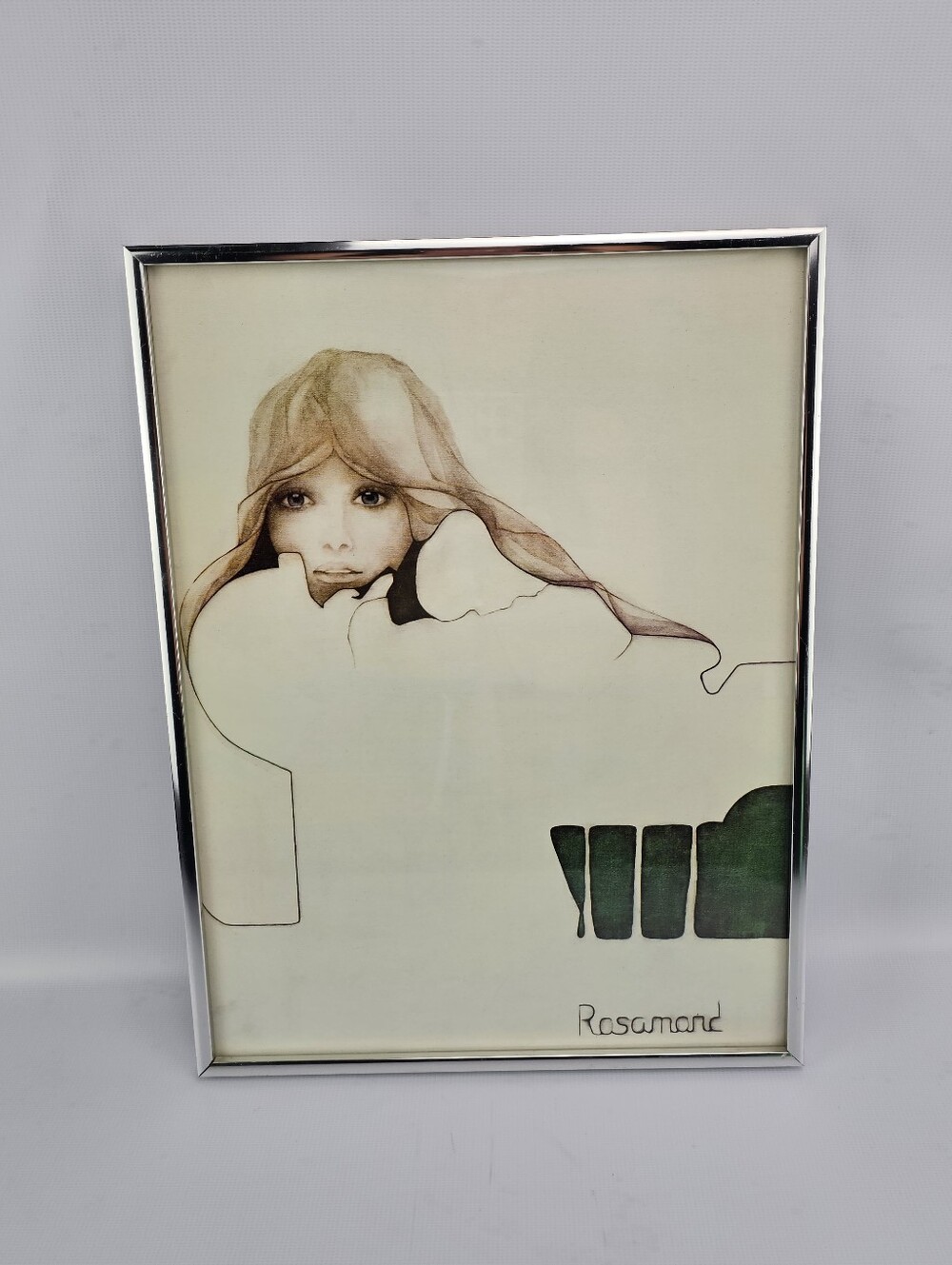 Christine Rosamond Vintage 1970  "Blue Ice" Framed Lithograph Print